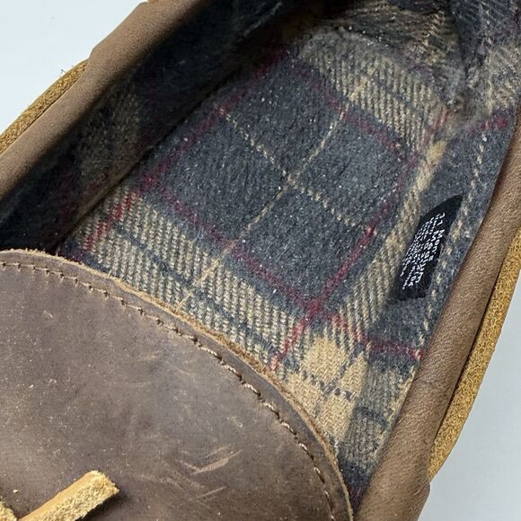 LL Bean Slippers Mens 11 M Brown Leather Flannel Lined Comfort Indoor Outdoor main image 6